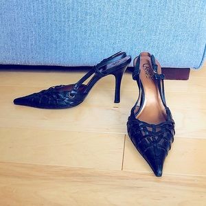 Carlos slingback woven leather heels. Sz 7.5